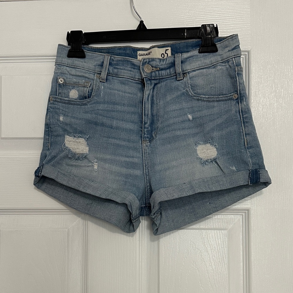 Garage Light Blue Distressed Jean Shorts